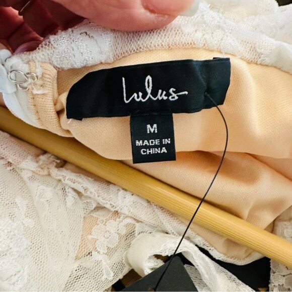 Lulu’s Be Mine Forever White Floral Lace Ruched Bodycon Dress Size Medium - Picture 11 of 16